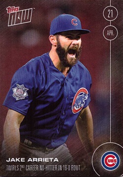 2016 Topps Now Jake Arrieta Baseball Card