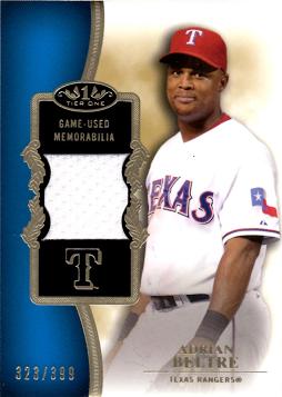 Adrian Beltre Game Worn Jersey Baseball Card