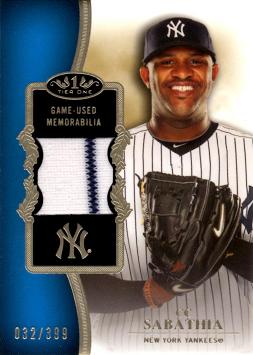 C.C. Sabathia Game Worn Jersey Baseball Card