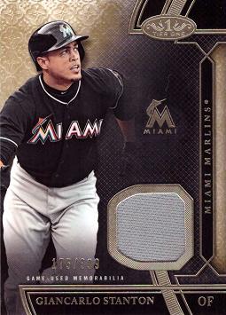 2015 Topps Tier One Relics Giancarlo Stanton Game Worn Jersey Baseball Card