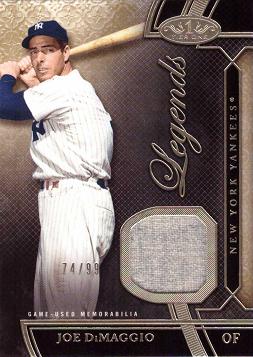 2015 Topps Tier One Joe DiMaggio Game Worn Jersey Baseball Card