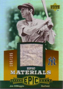 Joe DiMaggio Game Worn Jersey Card