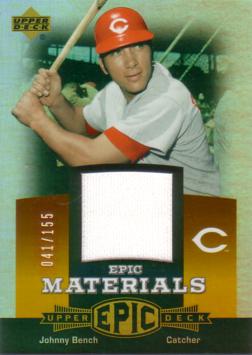 Johnny Bench Game Worn Jersey Card