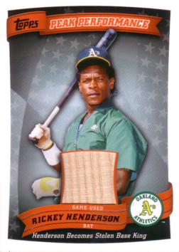 Rickey Henderson Game Used Bat Card