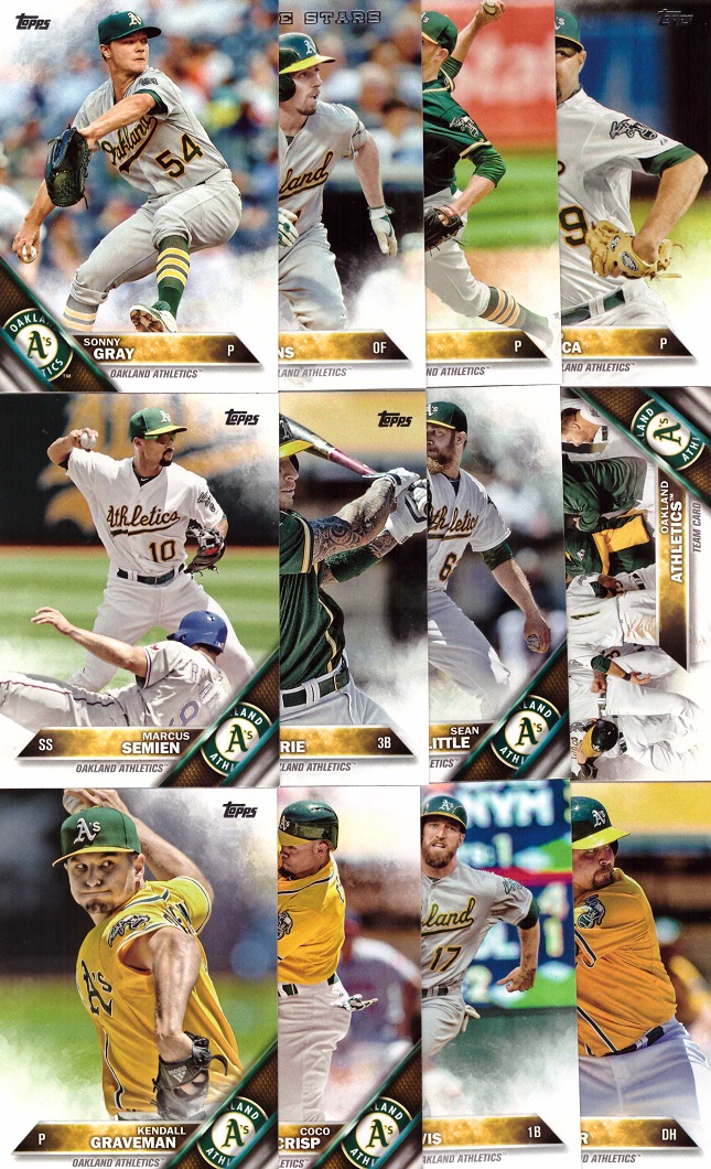 2016 Topps Oakland Athletics Baseball Card Team Set