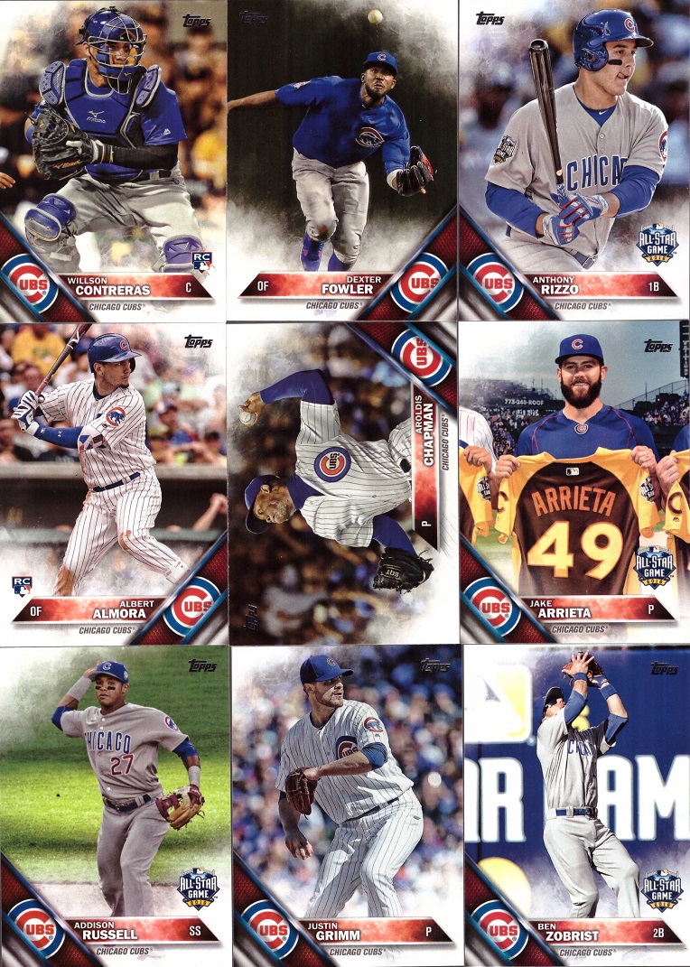 2016 Topps Update Chicago Cubs Baseball Card Team Set