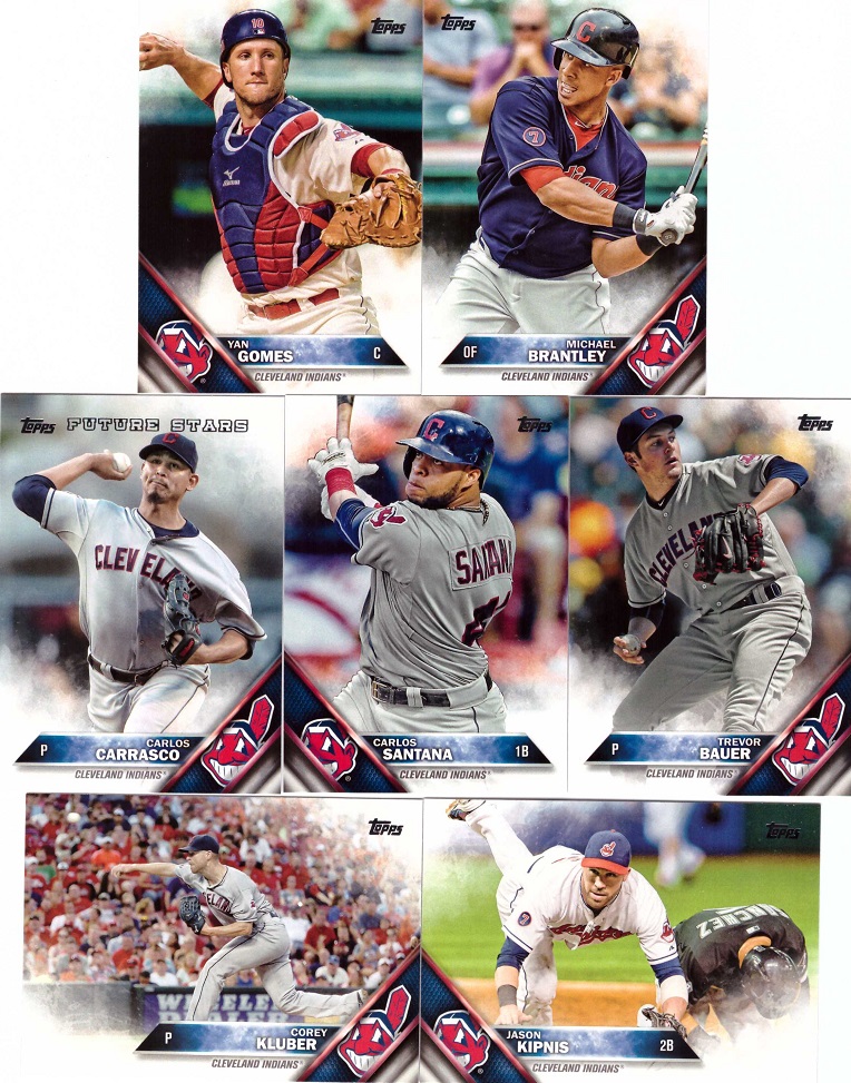 2016 Topps Cleveland Indians Baseball Card Team Set