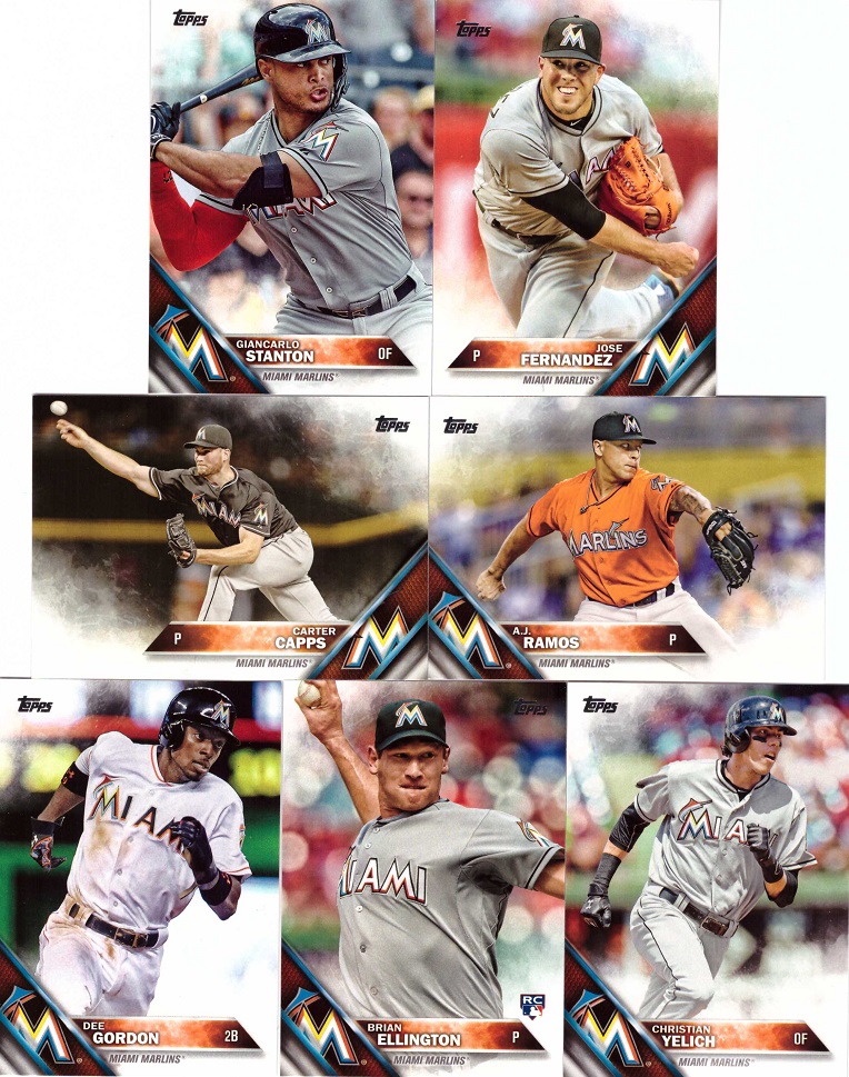 2016 Topps Miami Marlins Baseball Card Team Set