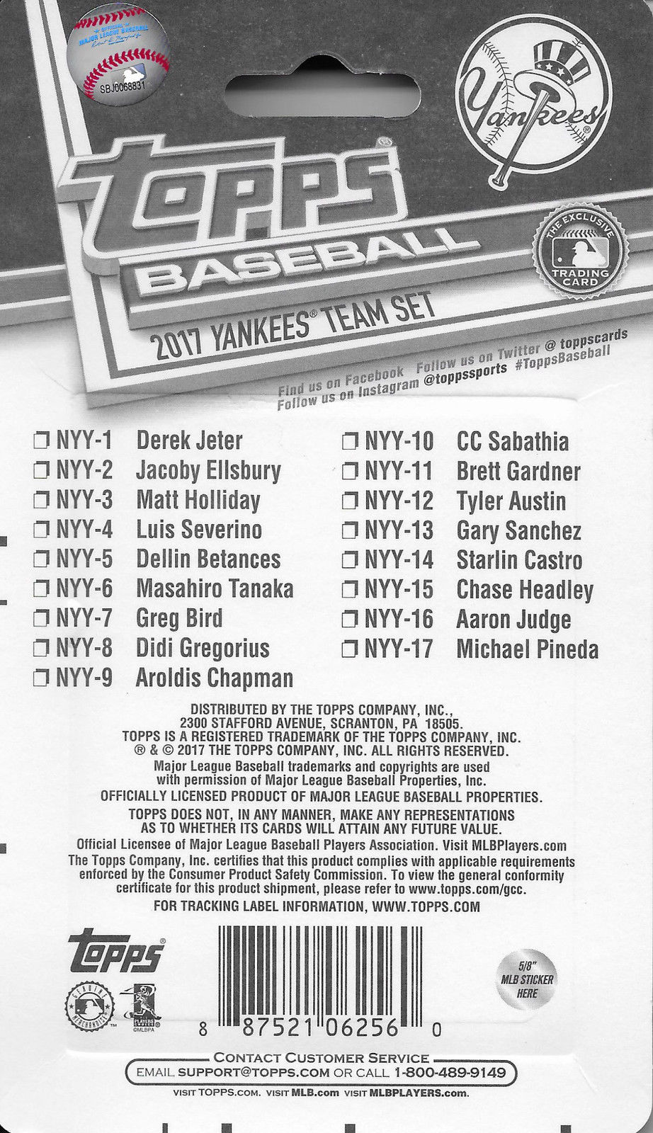 Red Sox 2017 Topps Team Set Checklist