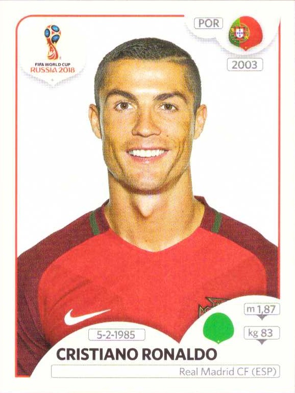 Cristiano Ronaldo 2018 Panini Sticker