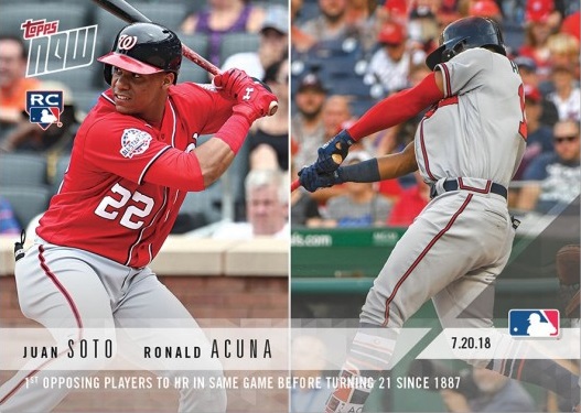 2018 Topps Now Baseball #323 Gleyber Torres and Juan Soto Dual Rookie Card Only 2,769 made!
