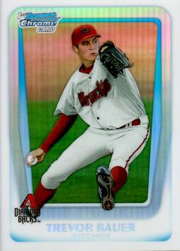 2011 Bowman Chrome Refractor Draft Picks Trevor Bauer 1st Bowman Chrome Refractor Card