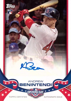 2017 Topps Opening Day Andrew Benintendi Certified Autograph Baseball Rookie Card