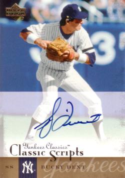Bucky Dent Autographed Baseball Card