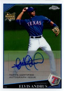 2009 Topps Chrome Elvis Andrus Certified Autograph Baseball Rookie Card