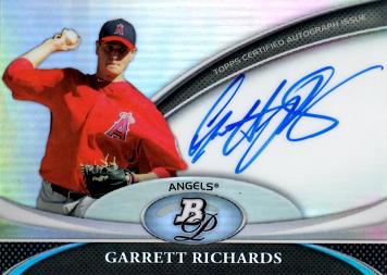 2011 Bowman Platinum Refractor Garrett Richards Certified Autograph Baseball Card