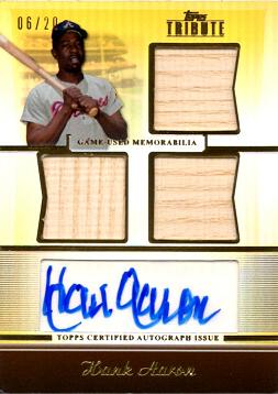 Hank Aaron Certified Autograph Bat Card