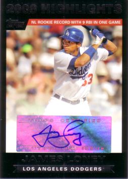 James Loney Authentic Autograph Card