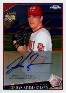 2009 Topps Chrome Jordan Zimmermann Certified Autograph Baseball Rookie Card