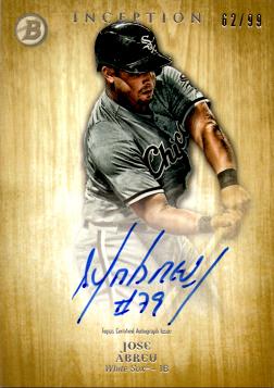2014 Bowman Inception Gold Jose Abreu Certified Autograph Baseball Card