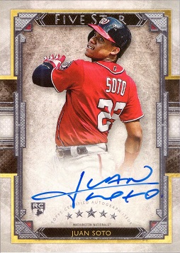 2018 Topps Five Star Juan Soto Certified Autograph Baseball Rookie Card