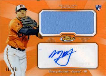 2013 Topps Finest Orange Refractor Jumbo Relics Manny Machado Autograph  Baseball Rookie Card