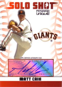 Matt Cain Authentic Autograph Card