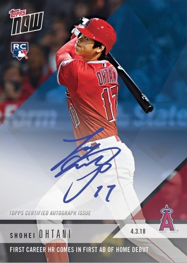 2018 Topps Now Shohei Ohtani Certified Autograph Rookie Card
