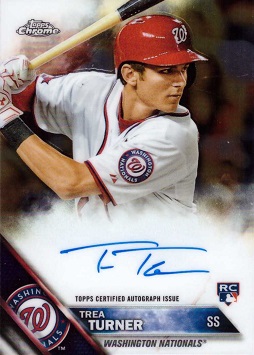 2016 Topps Chrome Baseball Trea Turner Autograph Baseball Rookie Card