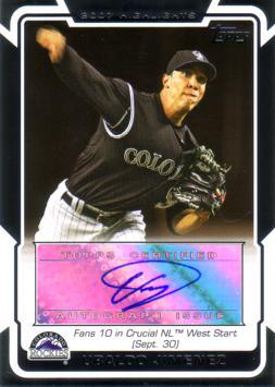 Ubaldo Jimenez Authentic Autograph Card