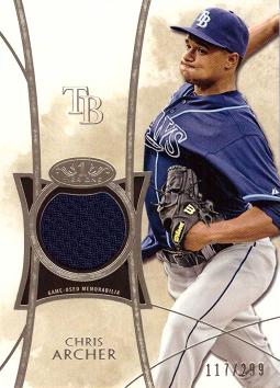 2014 Topps Tier One Relics Chris Archer Game Worn Jersey Baseball Card