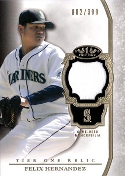 2013 Topps Tier One Relics Felix Hernandez Game Worn Jersey Baseball Card