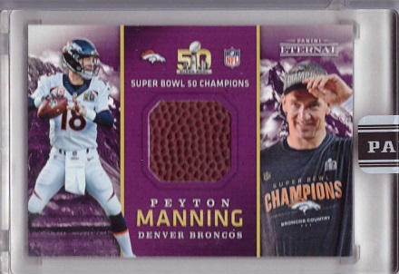 Peyton Manning SuperBowl 50 Game Used Football Card