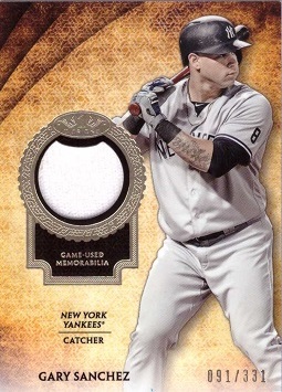 2017 Topps Tier One Relics Gary Sanchez Game Worn Jersey Baseball Card