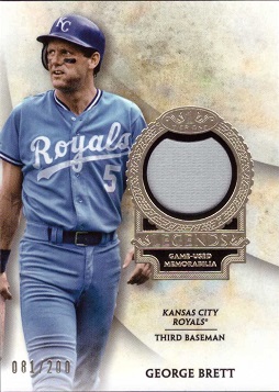 2017 Topps Tier One Relics George Brett Game Worn Jersey Baseball Card