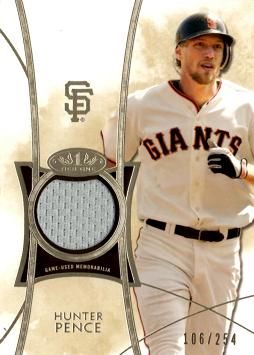 2014 Topps Tier One Relics Hunter Pence Game Worn Jersey Baseball Card