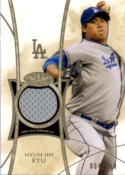 2014 Topps Tier One Relics Hyun Jin Ryu Game Worn Jersey Baseball Card