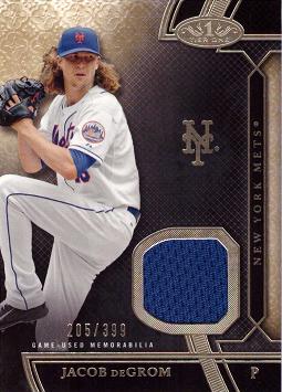 2015 Topps Tier One Relics Jacob deGrom Game Worn Jersey Baseball Card