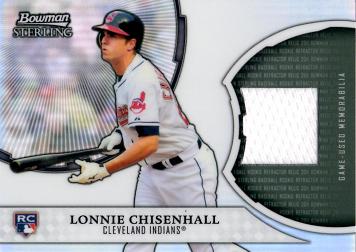 2011 Bowman Sterling Lonnie Chisenhall Game Worn Jersey Baseball Rookie Card