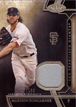 2015 Topps Tier One Relics Madison Bumgarner Game Worn Jersey Baseball Card