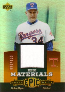 2006 Upper Deck Epic Nolan Ryan Game Worn Jersey Baseball Card