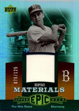 2006 Upper Deck Epic Pee Wee Reese Game Worn Jersey Baseball Card