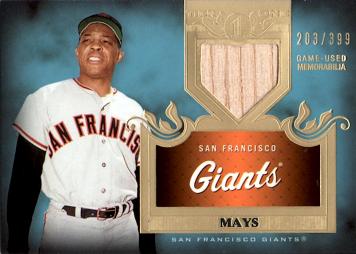2011 Topps Tier 1 Willie Mays Game Used Bat Relic Card
