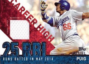 Yasiel Puig Game Worn Jersey Card