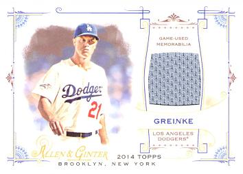 2014 Topps Allen & Ginter Relics Zack Greinke Game Worn Jersey Card