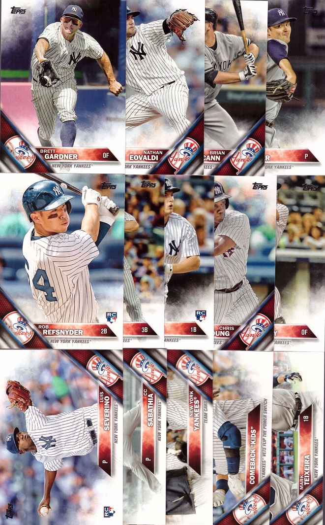 2016 Topps New York Yankees Baseball Card Team Set