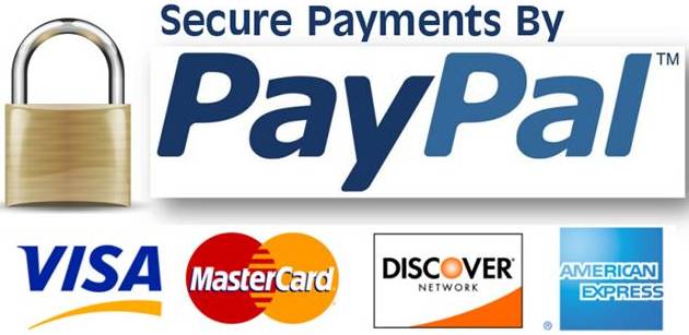 PayPal, VISA, MasterCard, Discover, and American Express accepted.