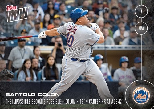 2016 Topps Now Bartolo Colon First Home Run Baseball Card