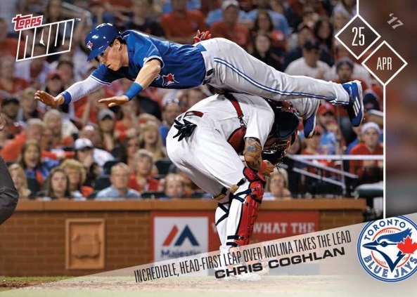 2017 Topps Now Chris Coghlan Jump Leap Slide Dive Baseball Card