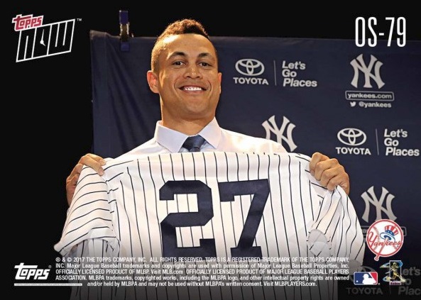 Back of Giancarlo Stanton Yankees Card
